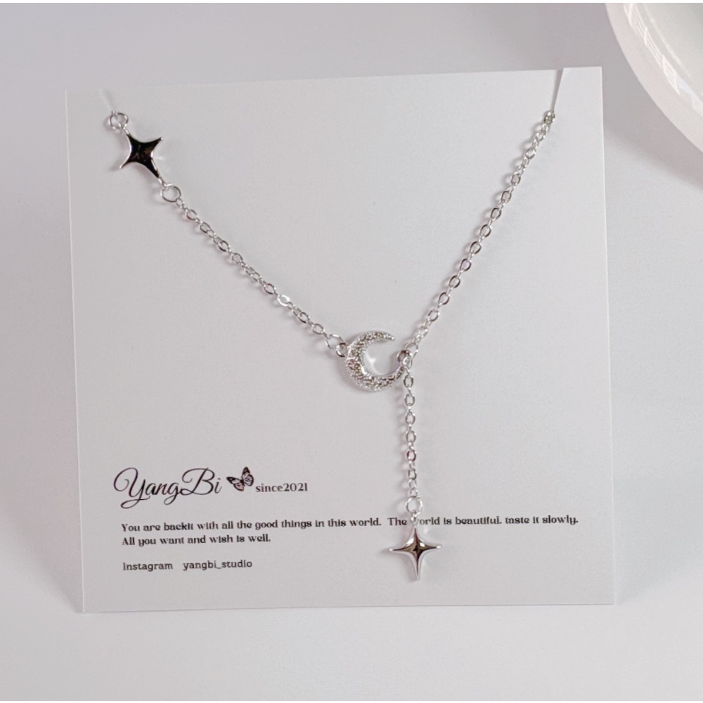 𝓨𝓪𝓷𝓰𝓑𝓲🕊️925銀【四芒星彎月項鍊】 Y852-細節圖3