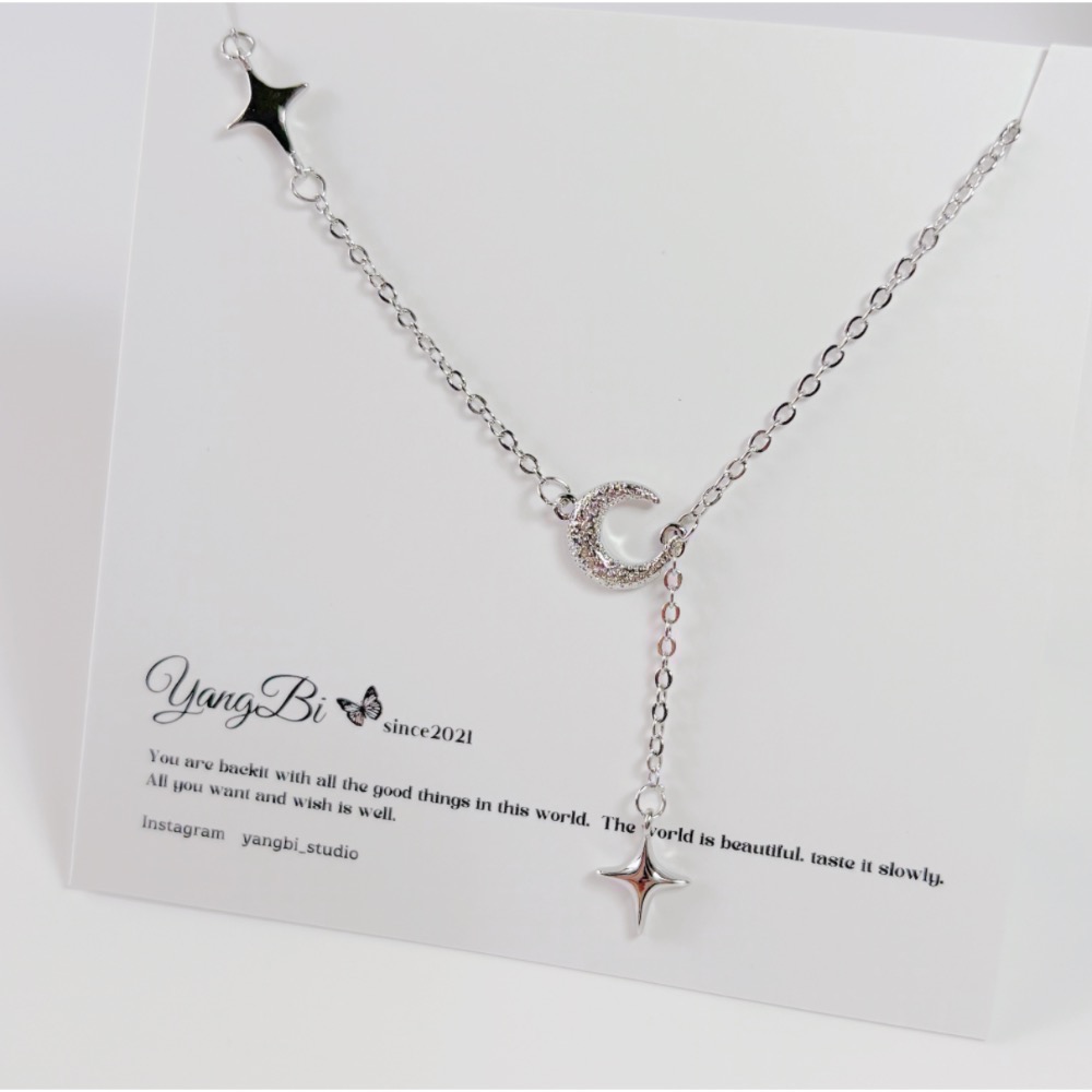 𝓨𝓪𝓷𝓰𝓑𝓲🕊️925銀【四芒星彎月項鍊】 Y852-細節圖5