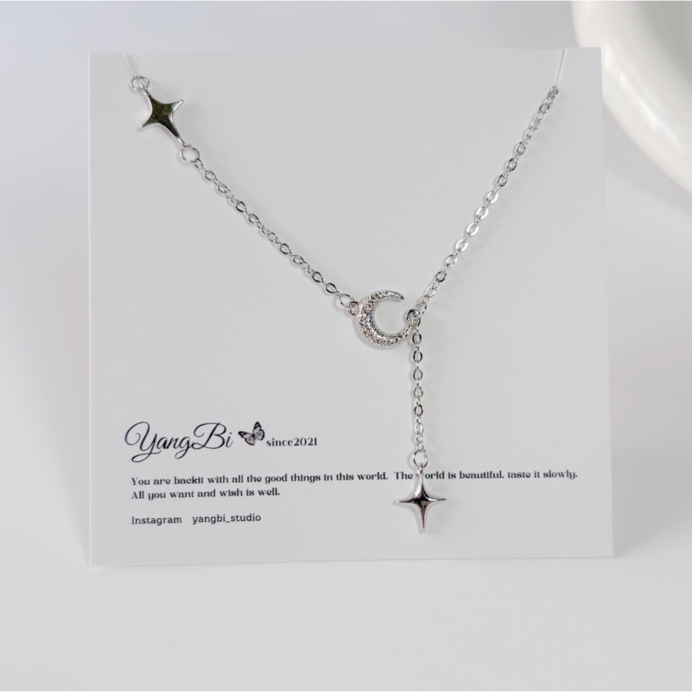 𝓨𝓪𝓷𝓰𝓑𝓲🕊️925銀【四芒星彎月項鍊】 Y852-細節圖6