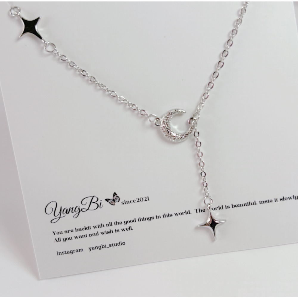 𝓨𝓪𝓷𝓰𝓑𝓲🕊️925銀【四芒星彎月項鍊】 Y852-細節圖8