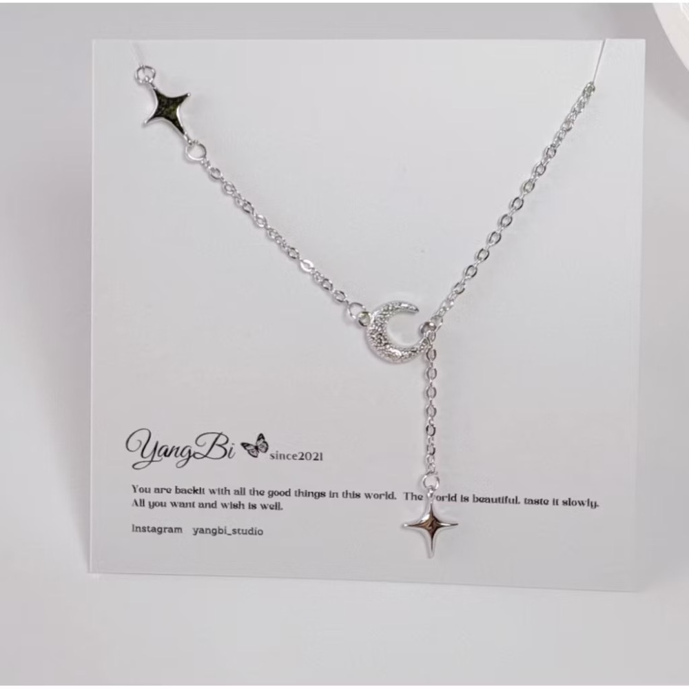 𝓨𝓪𝓷𝓰𝓑𝓲🕊️925銀【四芒星彎月項鍊】 Y852-規格圖10