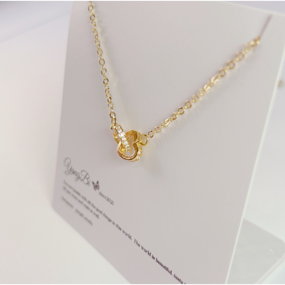 𝓨𝓪𝓷𝓰𝓑𝓲🕊️【邱比特之心】【排鑽雙愛心項鍊】鎖骨鍊 Y853-細節圖2