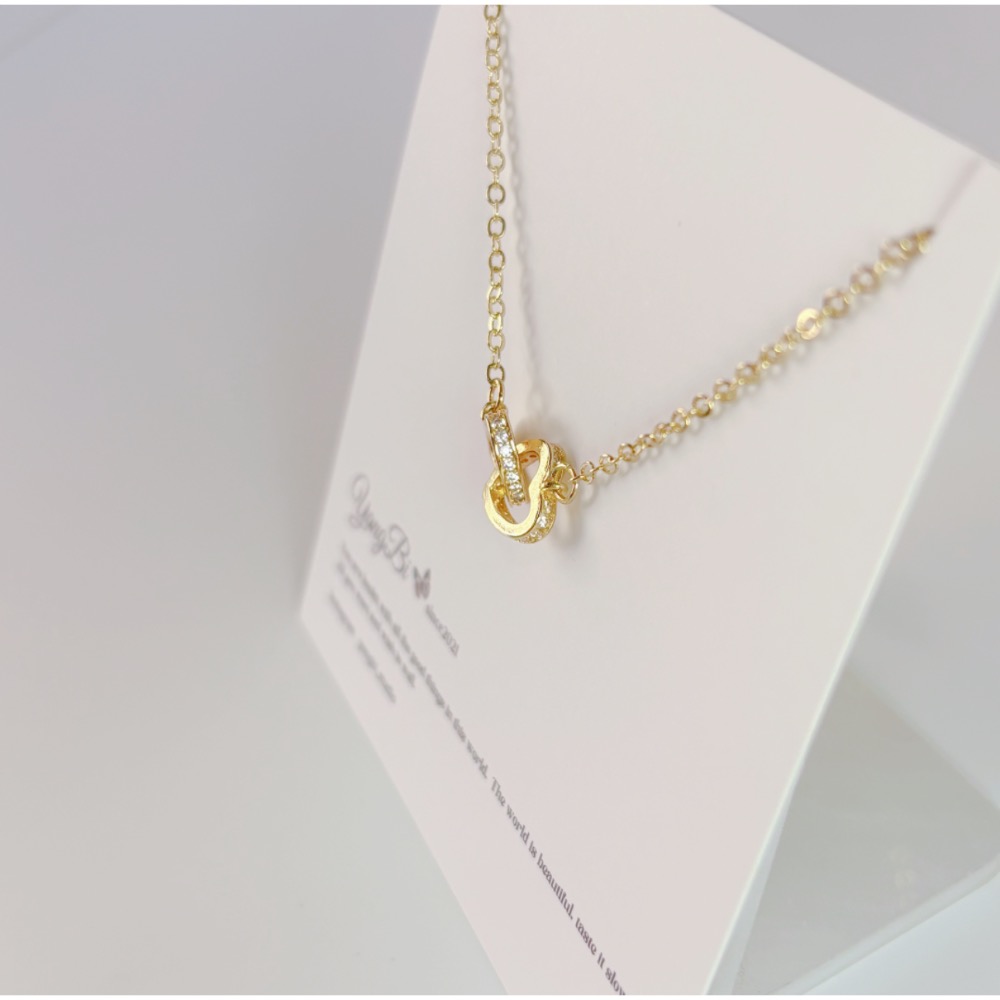 𝓨𝓪𝓷𝓰𝓑𝓲🕊️【邱比特之心】【排鑽雙愛心項鍊】鎖骨鍊 Y853-細節圖3