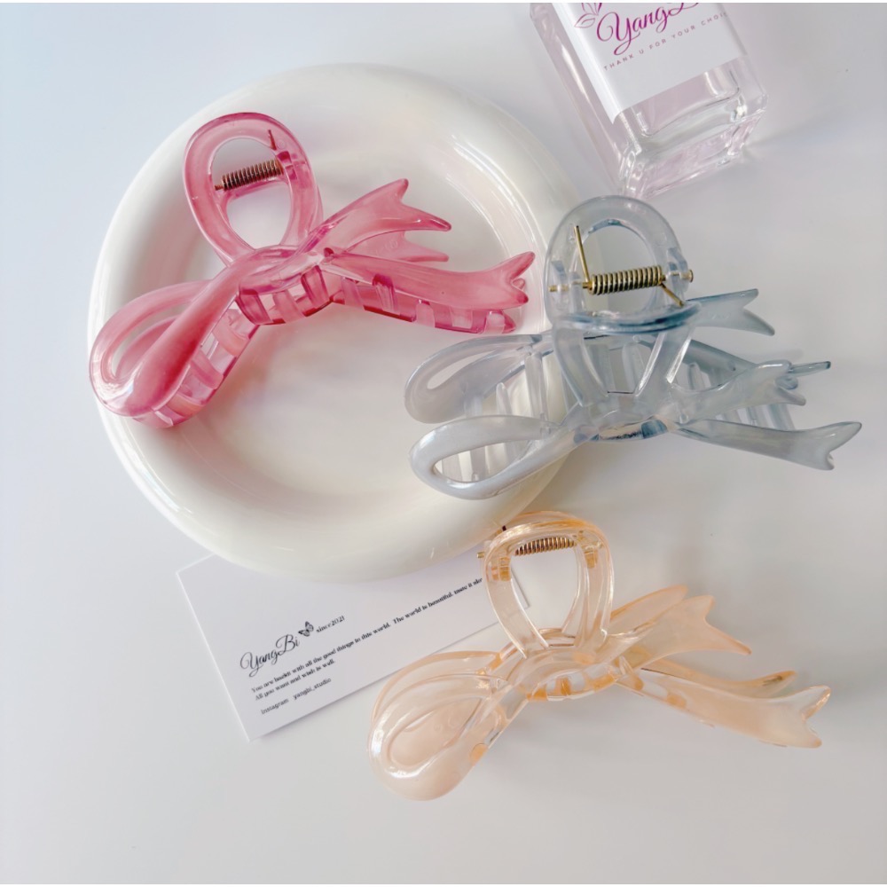 𝓨𝓪𝓷𝓰𝓑𝓲🕊️實品更美【不咬頭皮】【渲染果凍漸層蝴蝶結鯊魚夾】 V416-細節圖2