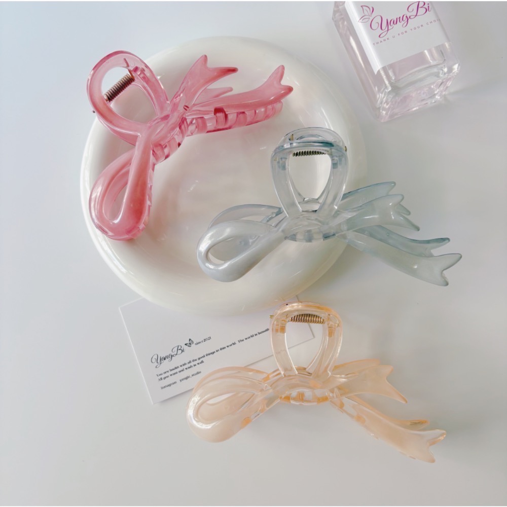 𝓨𝓪𝓷𝓰𝓑𝓲🕊️實品更美【不咬頭皮】【渲染果凍漸層蝴蝶結鯊魚夾】 V416-細節圖3