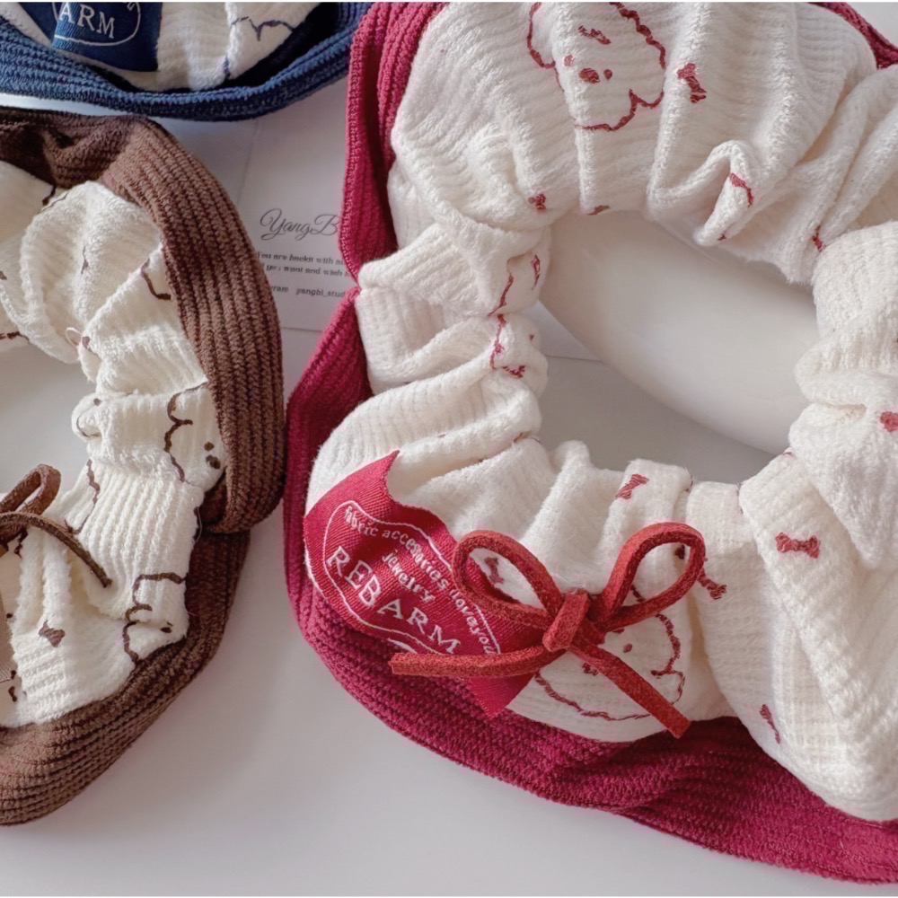 𝓨𝓪𝓷𝓰𝓑𝓲🕊️【小白狗厚磅燈芯絨蝴蝶結大腸圈】【瑪爾濟斯】【比熊】 V417-細節圖3