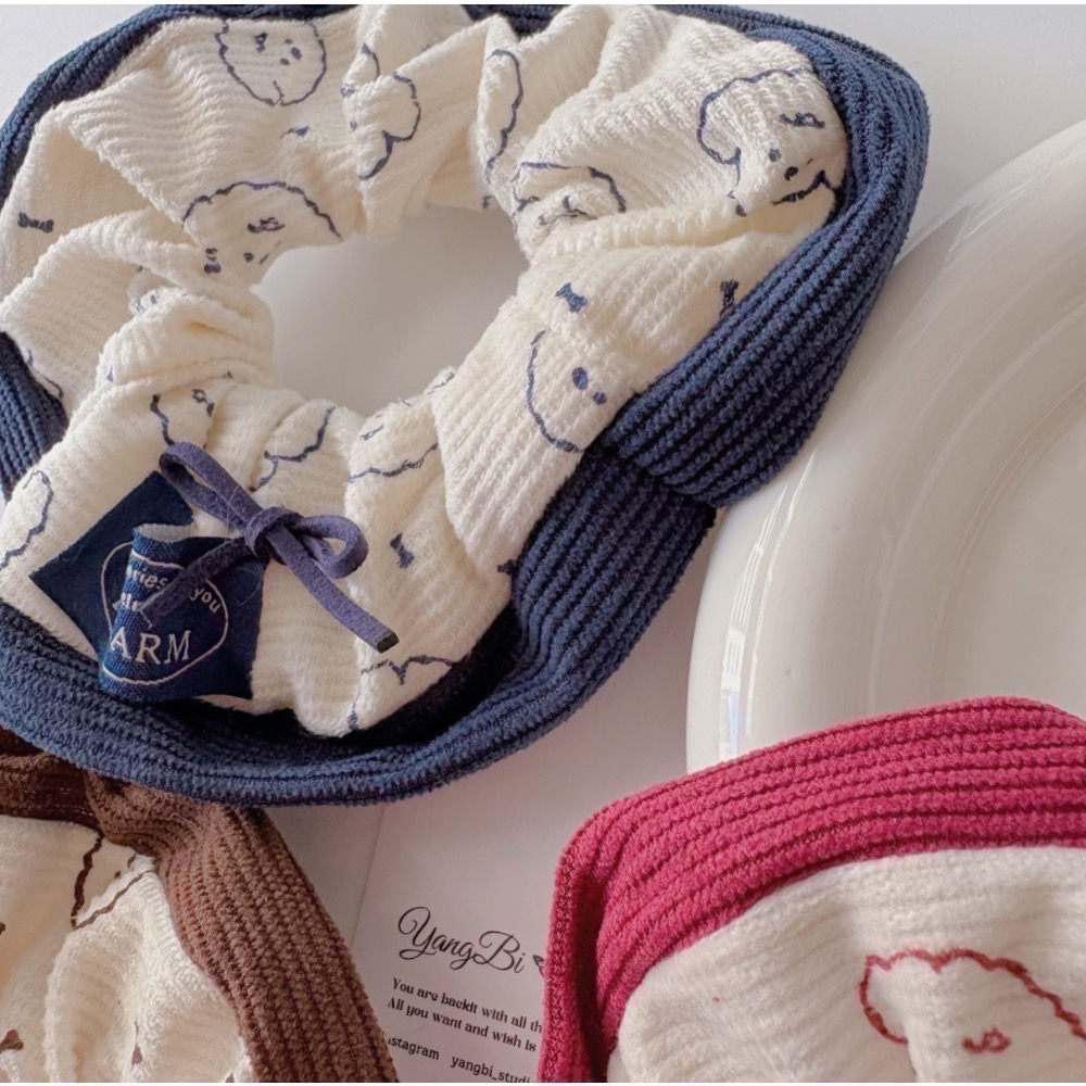 𝓨𝓪𝓷𝓰𝓑𝓲🕊️【小白狗厚磅燈芯絨蝴蝶結大腸圈】【瑪爾濟斯】【比熊】 V417-細節圖4