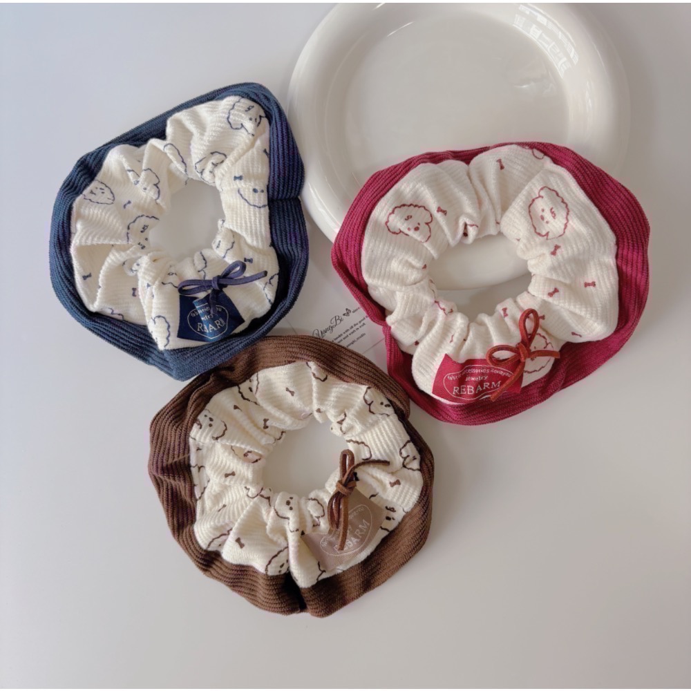 𝓨𝓪𝓷𝓰𝓑𝓲🕊️【小白狗厚磅燈芯絨蝴蝶結大腸圈】【瑪爾濟斯】【比熊】 V417-細節圖6