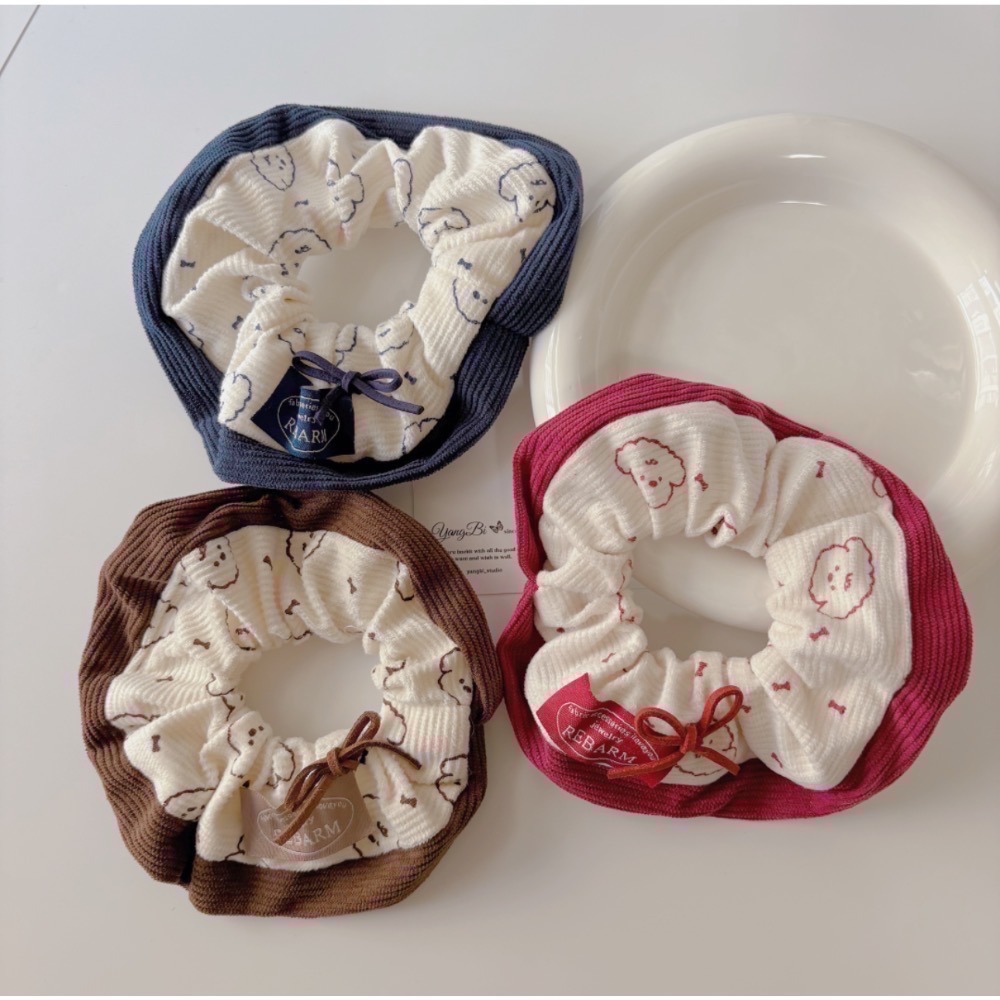 𝓨𝓪𝓷𝓰𝓑𝓲🕊️【小白狗厚磅燈芯絨蝴蝶結大腸圈】【瑪爾濟斯】【比熊】 V417-細節圖8