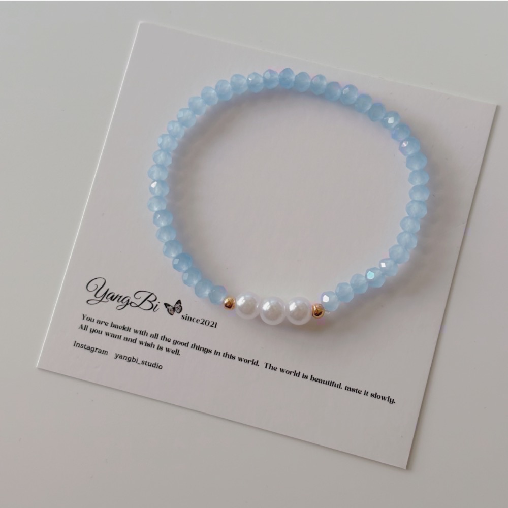 𝓨𝓪𝓷𝓰𝓑𝓲🕊️實品超美 【天然海藍寶珍珠冰透質感手鍊】 Y855-細節圖8