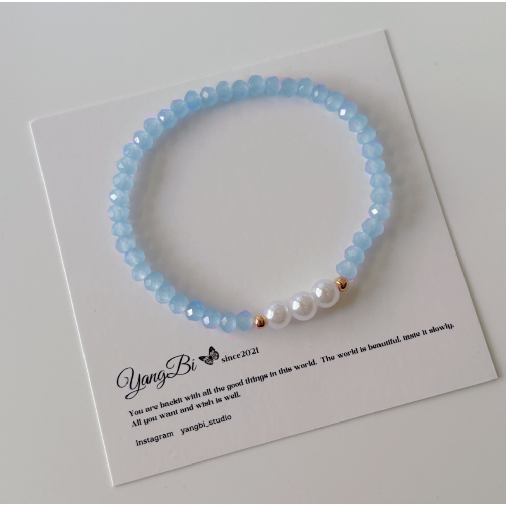 𝓨𝓪𝓷𝓰𝓑𝓲🕊️實品超美 【天然海藍寶珍珠冰透質感手鍊】 Y855-細節圖10