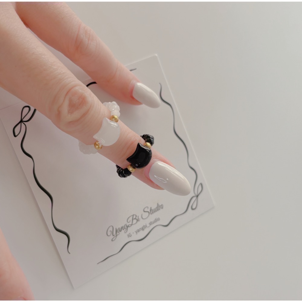 𝓨𝓪𝓷𝓰𝓑𝓲🕊️【貓奴必備】【可愛貓咪串珠彈力戒指】 Y860-細節圖2