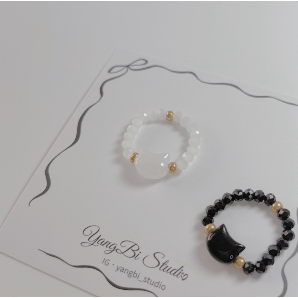 𝓨𝓪𝓷𝓰𝓑𝓲🕊️【貓奴必備】【可愛貓咪串珠彈力戒指】 Y860-細節圖6