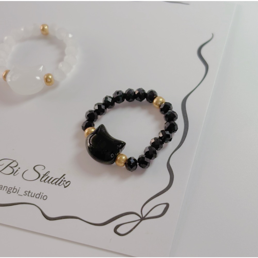 𝓨𝓪𝓷𝓰𝓑𝓲🕊️【貓奴必備】【可愛貓咪串珠彈力戒指】 Y860-細節圖8