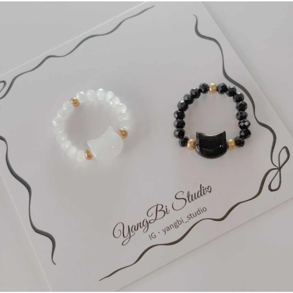 𝓨𝓪𝓷𝓰𝓑𝓲🕊️【貓奴必備】【可愛貓咪串珠彈力戒指】 Y860-細節圖9