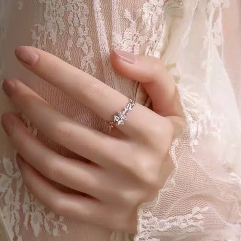 𝓨𝓪𝓷𝓰𝓑𝓲🕊️925純銀【戴上它從此每天都幸運】【幸運草披荊斬棘幸運水鑽戒指】 Y864-細節圖6