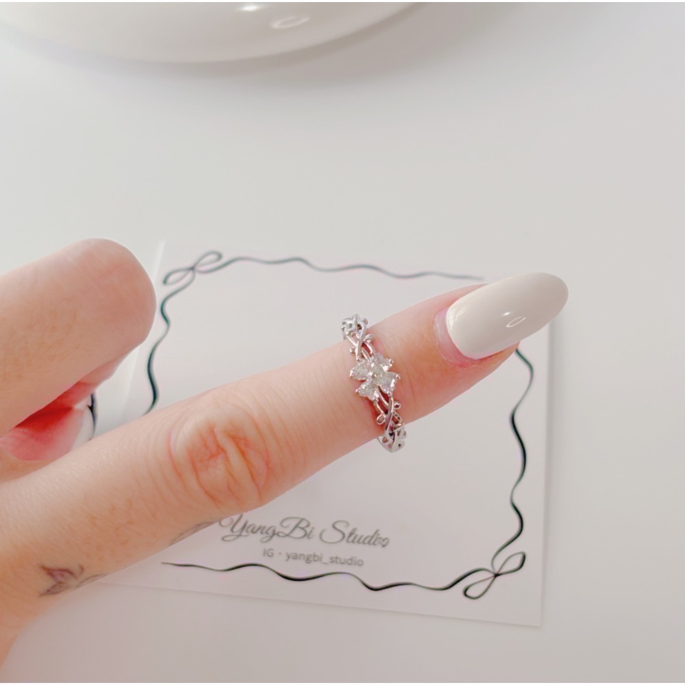 𝓨𝓪𝓷𝓰𝓑𝓲🕊️925純銀【戴上它從此每天都幸運】【幸運草披荊斬棘幸運水鑽戒指】 Y864-細節圖7