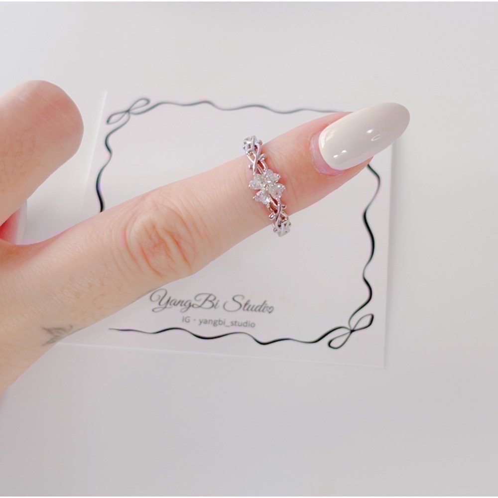 𝓨𝓪𝓷𝓰𝓑𝓲🕊️925純銀【戴上它從此每天都幸運】【幸運草披荊斬棘幸運水鑽戒指】 Y864-細節圖2