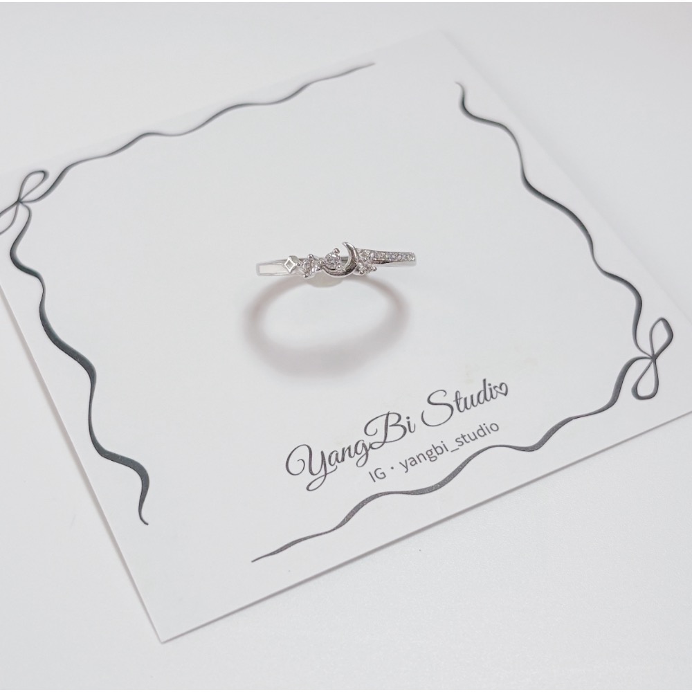 𝓨𝓪𝓷𝓰𝓑𝓲🕊️【925純銀】【星月相伴水鑽戒指】 Y865-細節圖2