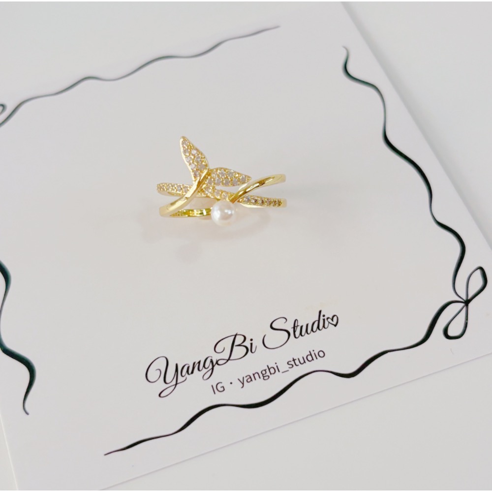 𝓨𝓪𝓷𝓰𝓑𝓲🕊️【浪漫美人魚珍珠魚尾水鑽戒指】 Y866-細節圖2