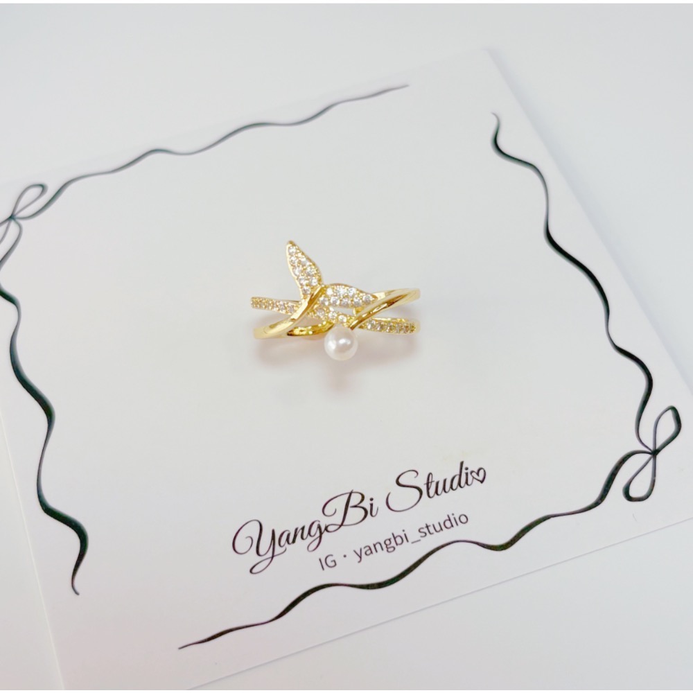 𝓨𝓪𝓷𝓰𝓑𝓲🕊️【浪漫美人魚珍珠魚尾水鑽戒指】 Y866-細節圖4