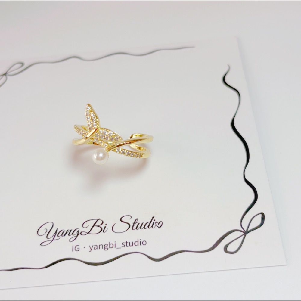 𝓨𝓪𝓷𝓰𝓑𝓲🕊️【浪漫美人魚珍珠魚尾水鑽戒指】 Y866-細節圖5