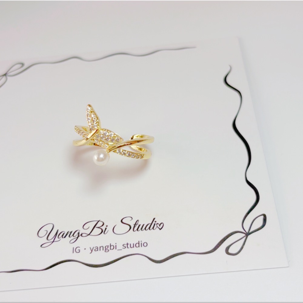 𝓨𝓪𝓷𝓰𝓑𝓲🕊️【浪漫美人魚珍珠魚尾水鑽戒指】 Y866-細節圖5