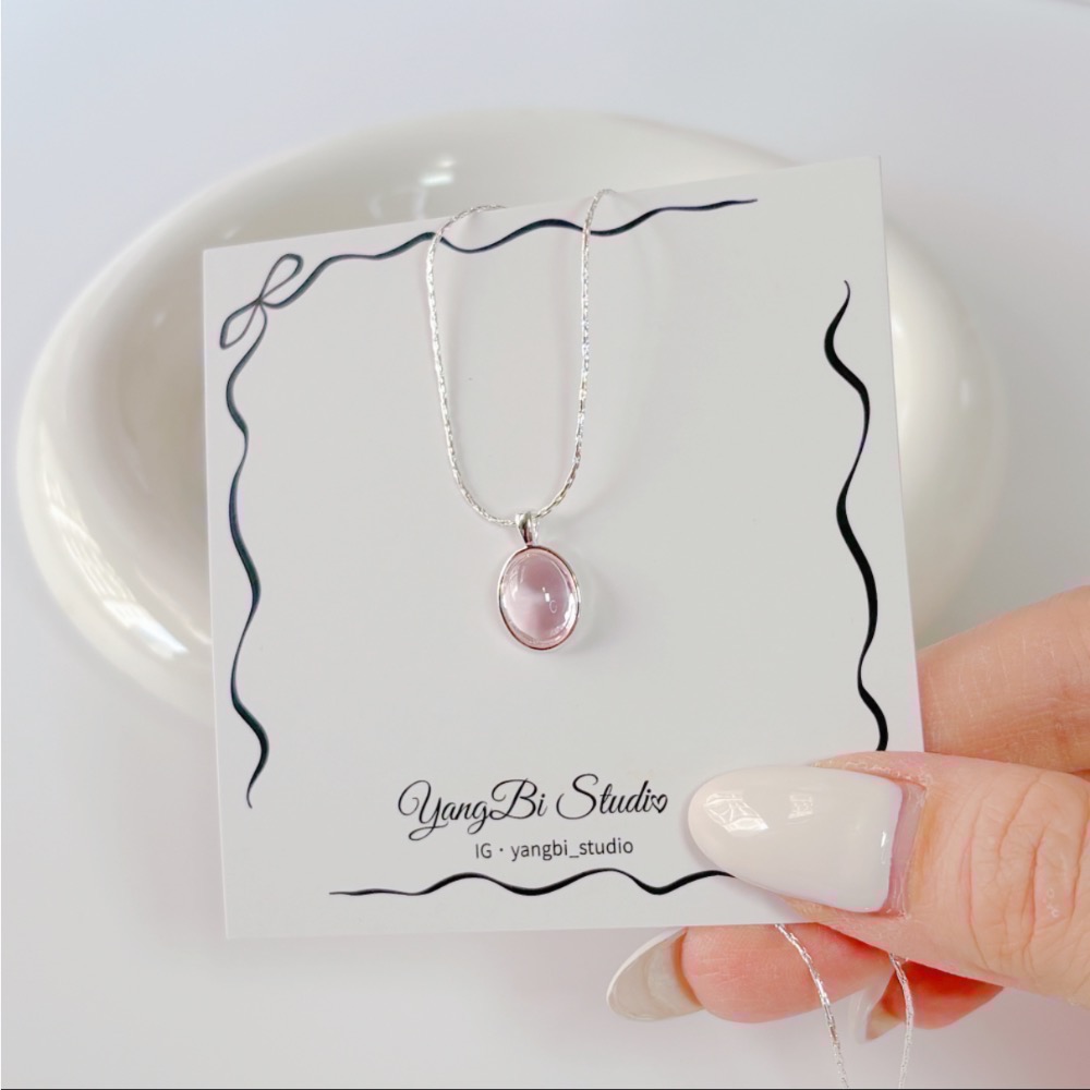𝓨𝓪𝓷𝓰𝓑𝓲🕊️925銀【掉落人間的粉月光】【粉玉髓項鍊】 Y868-細節圖3