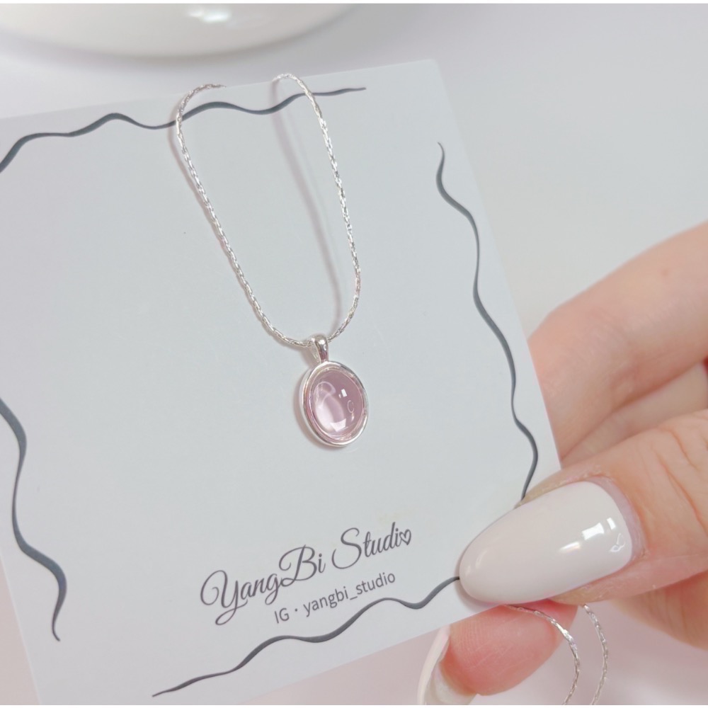 𝓨𝓪𝓷𝓰𝓑𝓲🕊️925銀【掉落人間的粉月光】【粉玉髓項鍊】 Y868-細節圖8