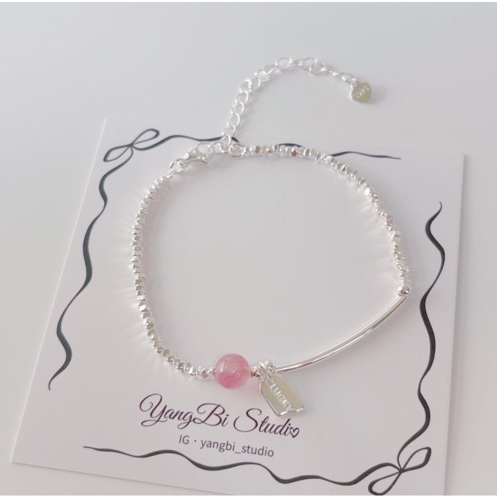 𝓨𝓪𝓷𝓰𝓑𝓲🕊️925銀【碎銀子幸運草莓晶手鍊】 Y869-細節圖2