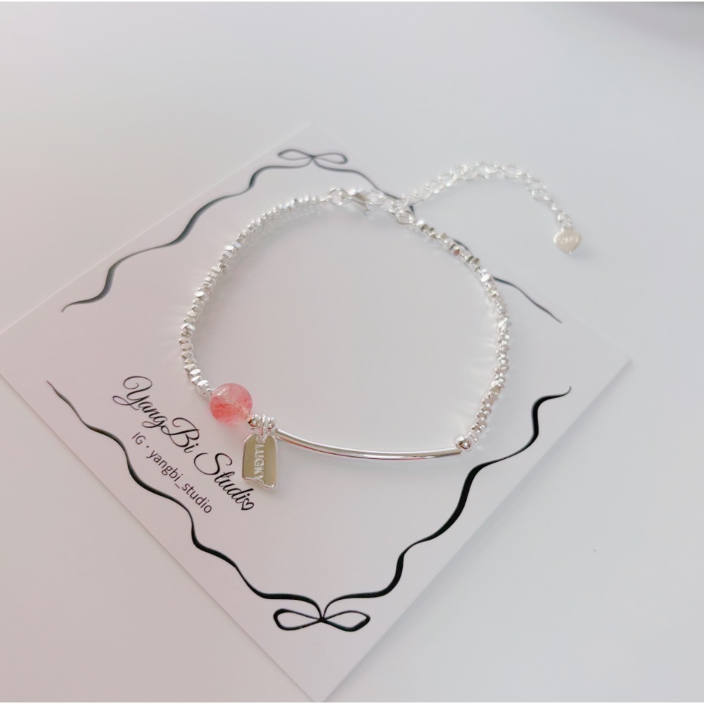 𝓨𝓪𝓷𝓰𝓑𝓲🕊️925銀【碎銀子幸運草莓晶手鍊】 Y869-細節圖3