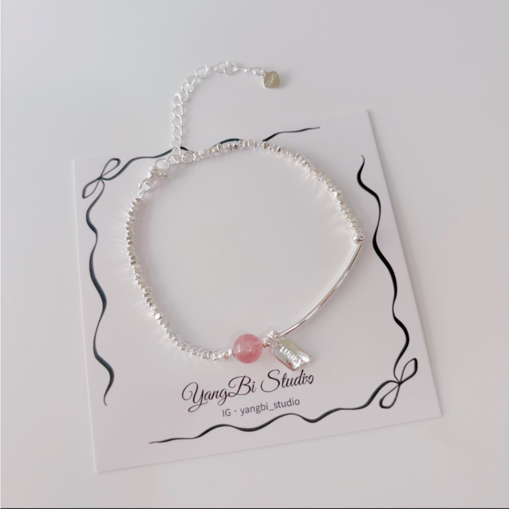 𝓨𝓪𝓷𝓰𝓑𝓲🕊️925銀【碎銀子幸運草莓晶手鍊】 Y869-細節圖8