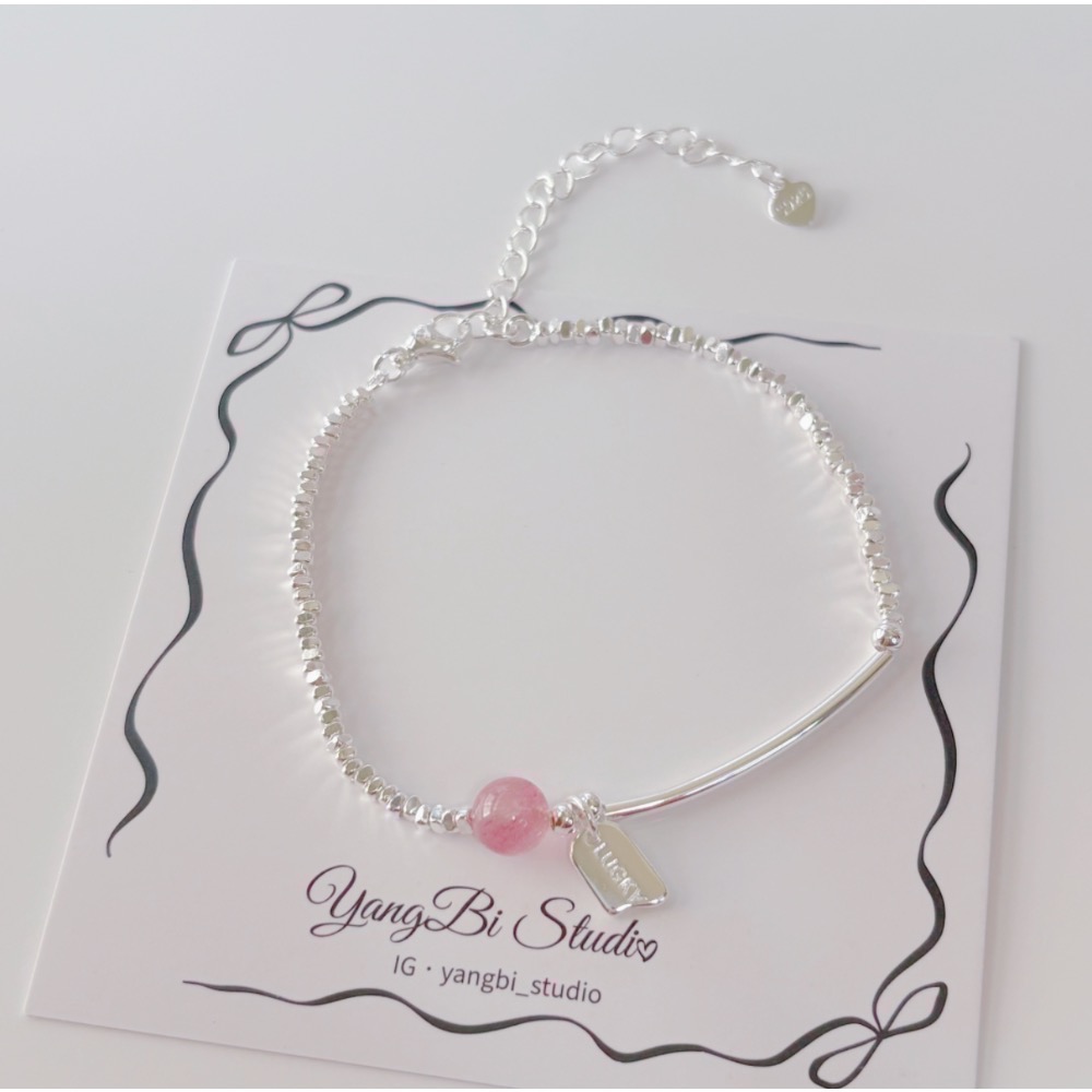 𝓨𝓪𝓷𝓰𝓑𝓲🕊️925銀【碎銀子幸運草莓晶手鍊】 Y869-細節圖2