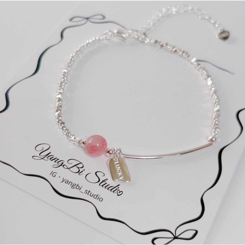 𝓨𝓪𝓷𝓰𝓑𝓲🕊️925銀【碎銀子幸運草莓晶手鍊】 Y869-細節圖6