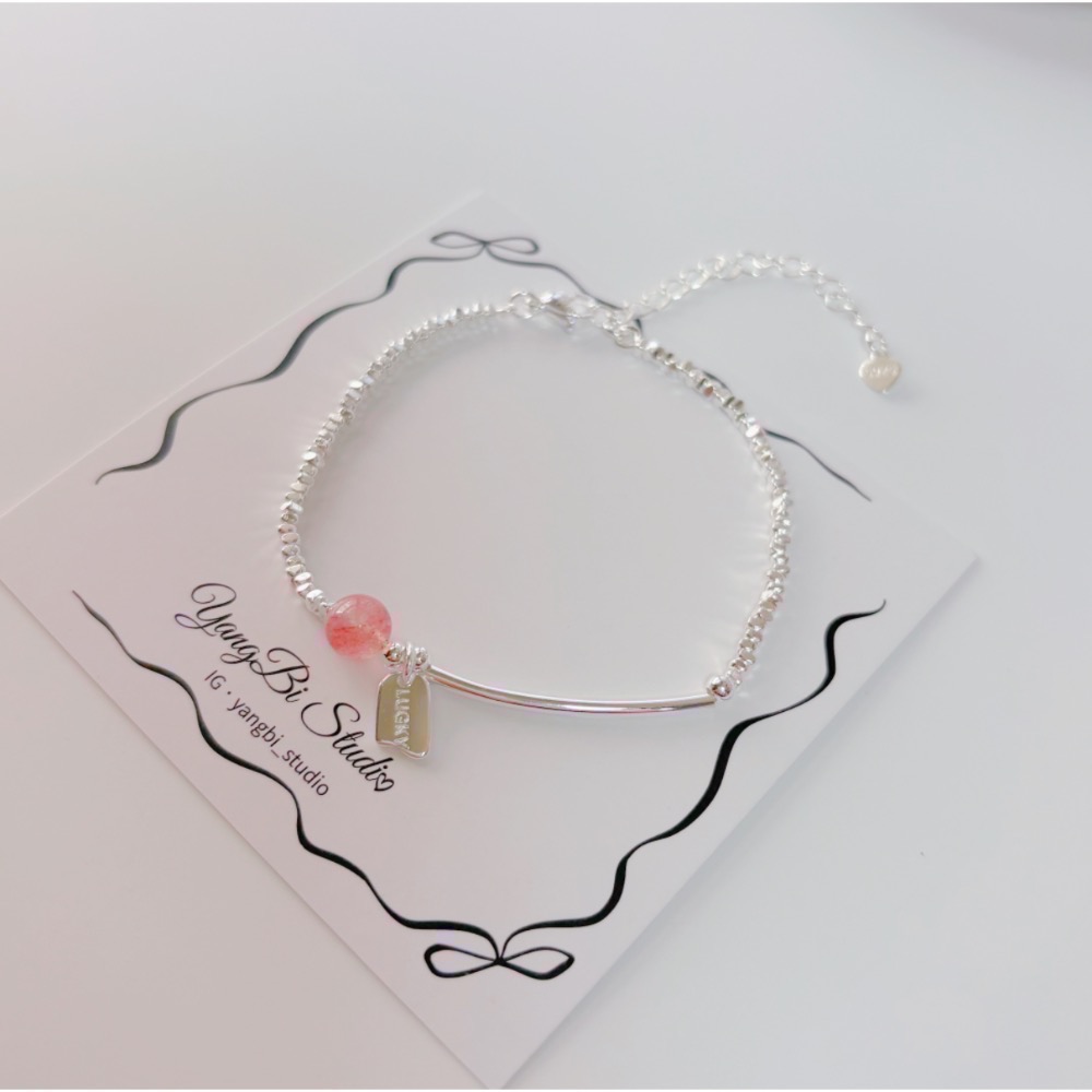 𝓨𝓪𝓷𝓰𝓑𝓲🕊️925銀【碎銀子幸運草莓晶手鍊】 Y869-細節圖3