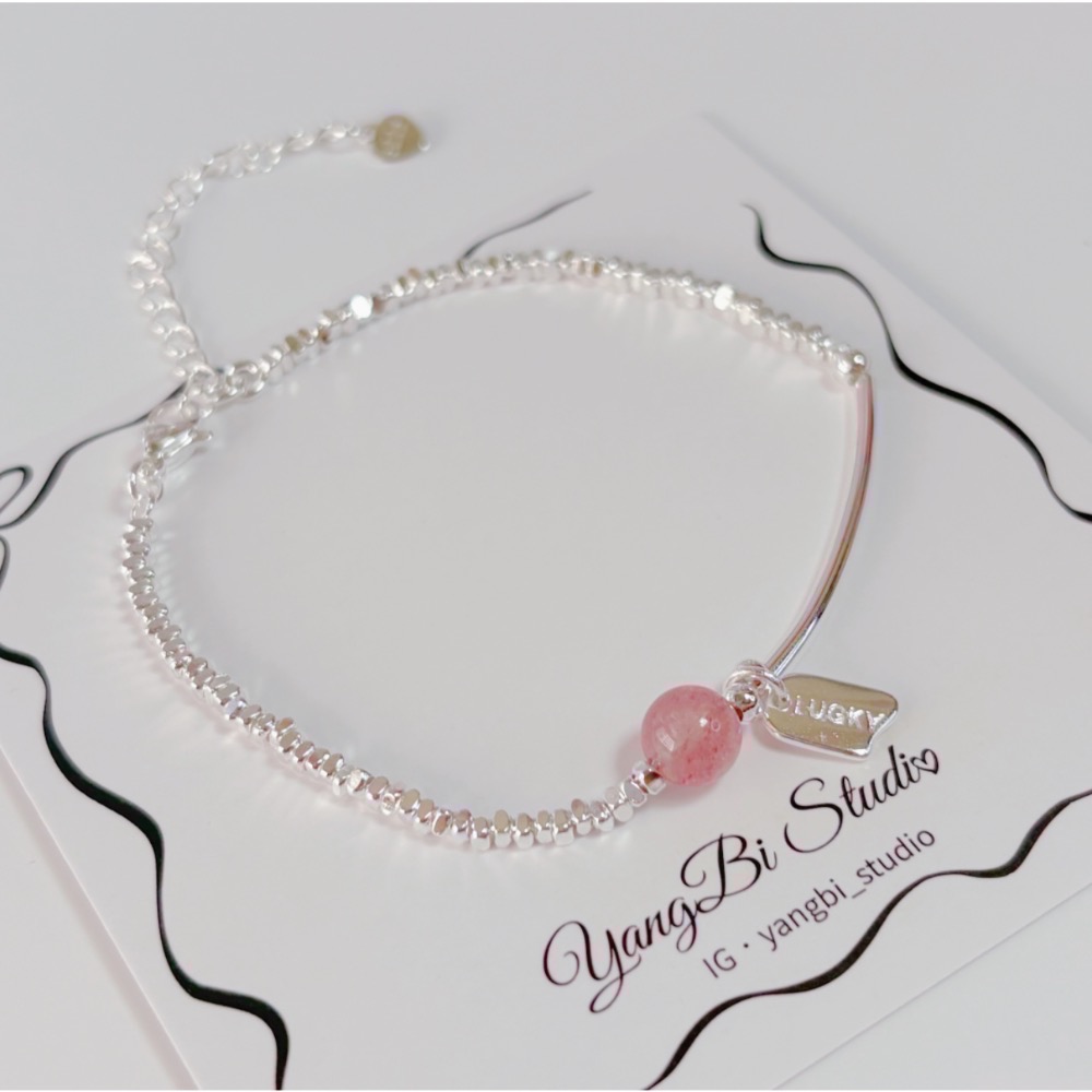 𝓨𝓪𝓷𝓰𝓑𝓲🕊️925銀【碎銀子幸運草莓晶手鍊】 Y869-細節圖7