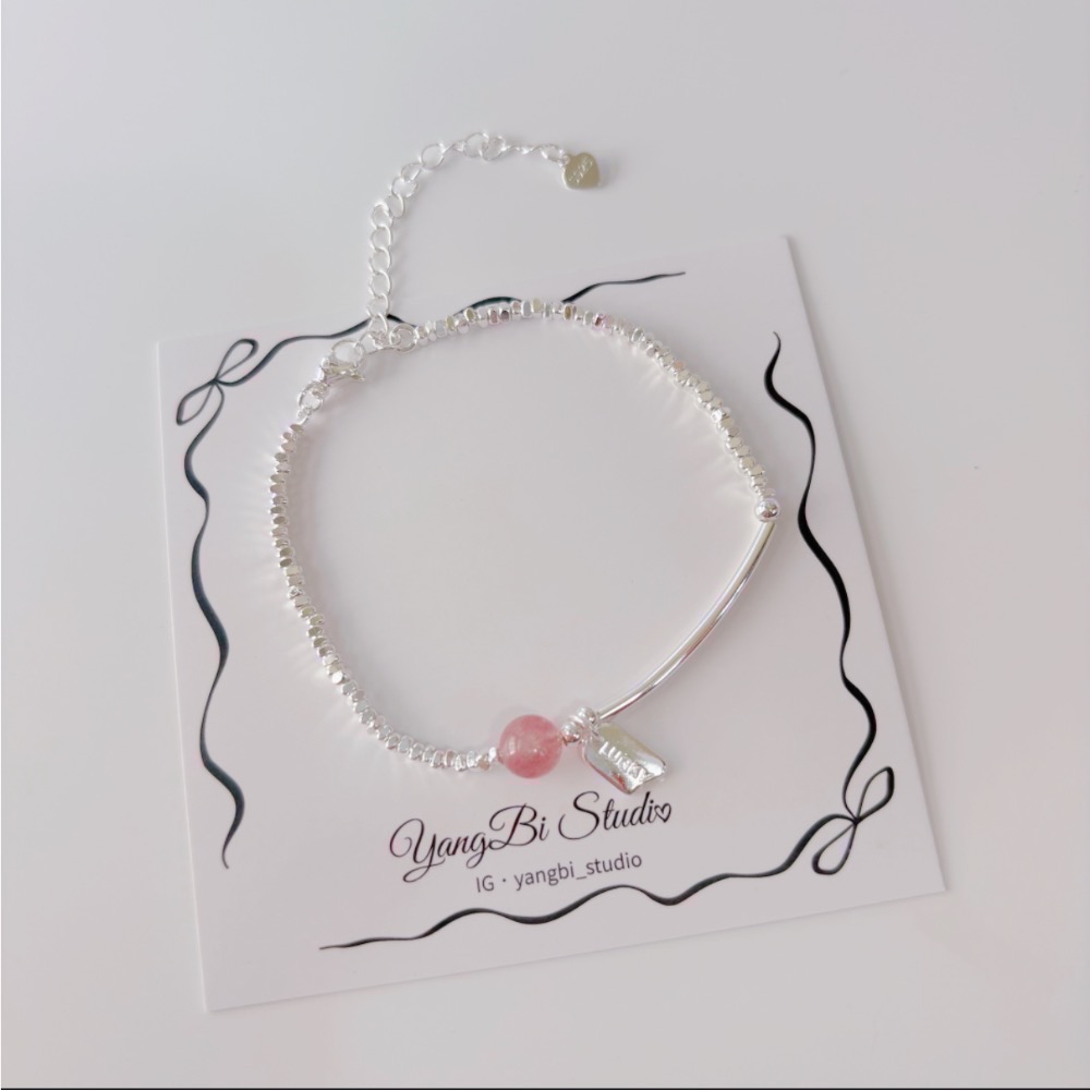 𝓨𝓪𝓷𝓰𝓑𝓲🕊️925銀【碎銀子幸運草莓晶手鍊】 Y869-細節圖8