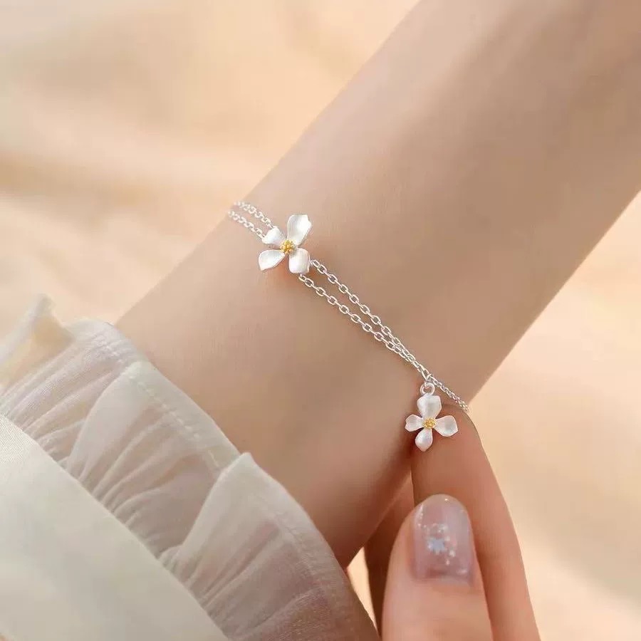 𝓨𝓪𝓷𝓰𝓑𝓲🕊️925銀【閨蜜手鍊】【啞光霧面梔子花手鍊】 Y870-細節圖2
