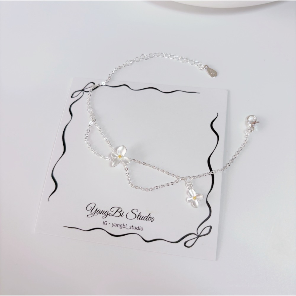𝓨𝓪𝓷𝓰𝓑𝓲🕊️925銀【閨蜜手鍊】【啞光霧面梔子花手鍊】 Y870-細節圖3