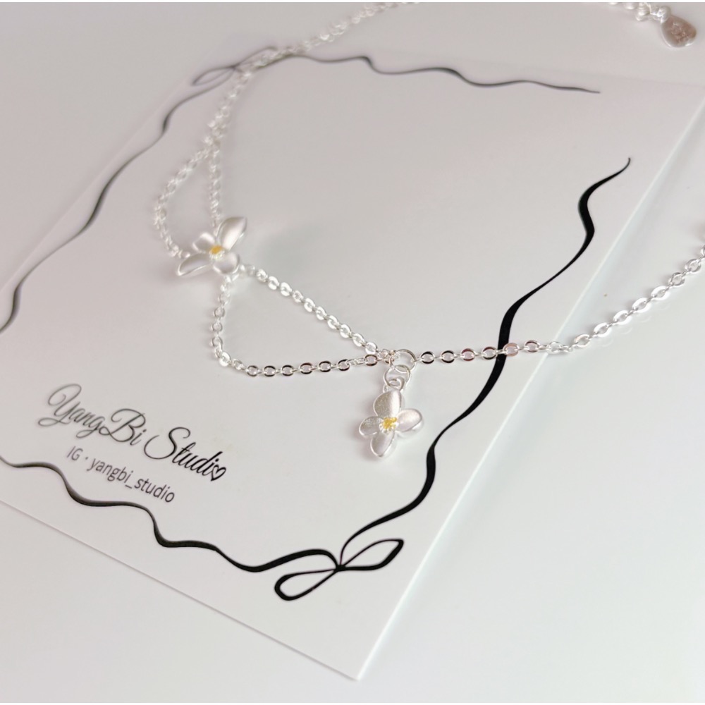𝓨𝓪𝓷𝓰𝓑𝓲🕊️925銀【閨蜜手鍊】【啞光霧面梔子花手鍊】 Y870-細節圖6