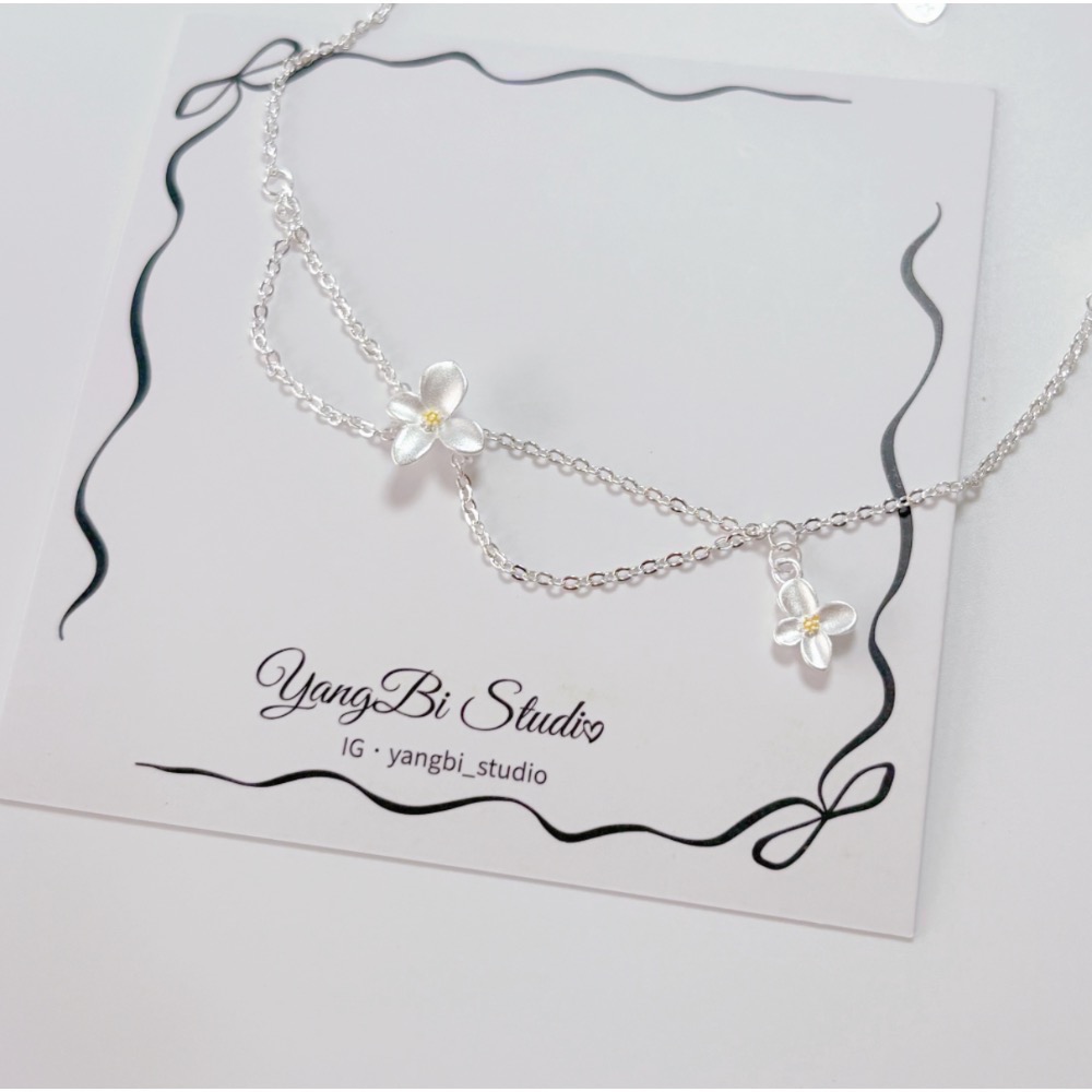 𝓨𝓪𝓷𝓰𝓑𝓲🕊️925銀【閨蜜手鍊】【啞光霧面梔子花手鍊】 Y870-細節圖8