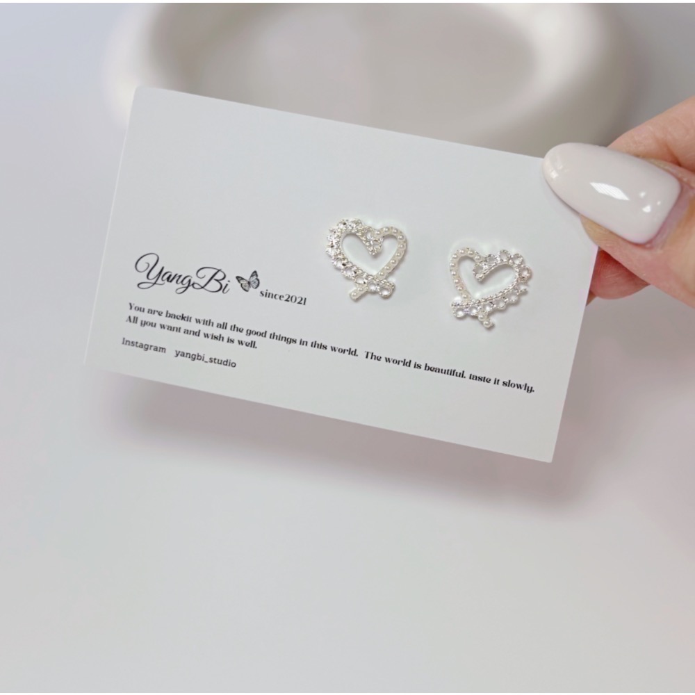 𝓨𝓪𝓷𝓰𝓑𝓲🕊️【耳針耳夾都有】【韓系鏤空愛心蕾絲邊珍珠耳環】 Y873-細節圖3