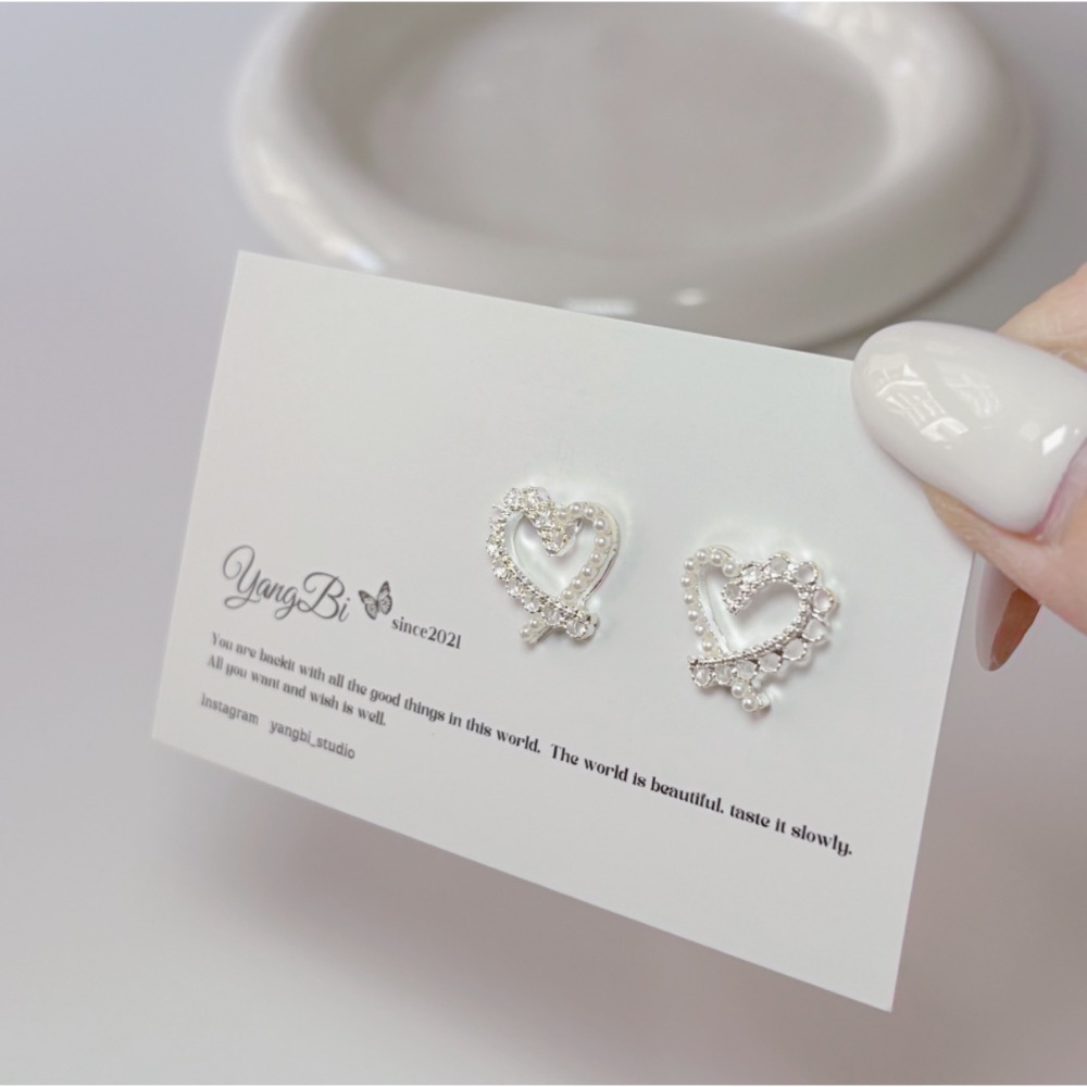 𝓨𝓪𝓷𝓰𝓑𝓲🕊️【耳針耳夾都有】【韓系鏤空愛心蕾絲邊珍珠耳環】 Y873-細節圖8