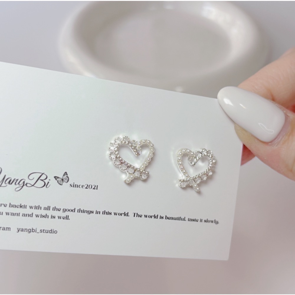 𝓨𝓪𝓷𝓰𝓑𝓲🕊️【耳針耳夾都有】【韓系鏤空愛心蕾絲邊珍珠耳環】 Y873-細節圖9