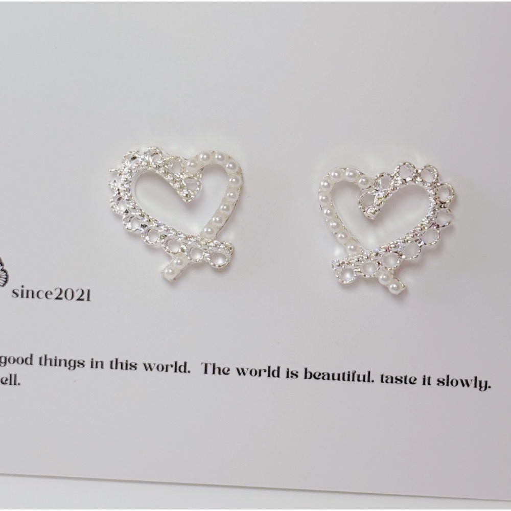 𝓨𝓪𝓷𝓰𝓑𝓲🕊️【耳針耳夾都有】【韓系鏤空愛心蕾絲邊珍珠耳環】 Y873-細節圖11