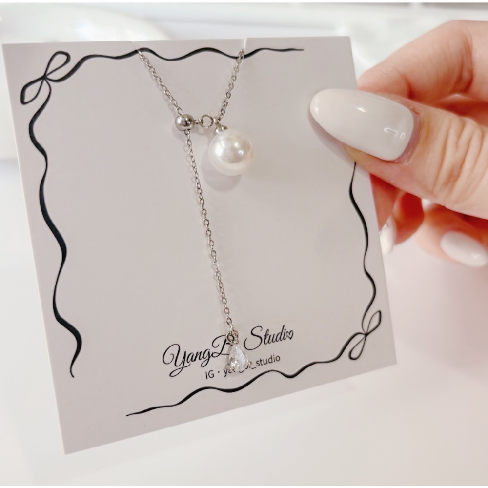 𝓨𝓪𝓷𝓰𝓑𝓲🕊️【多種戴法/鈦鋼鍊】【人魚之淚珍珠抽拉調節流蘇項鍊】 Y874-細節圖2