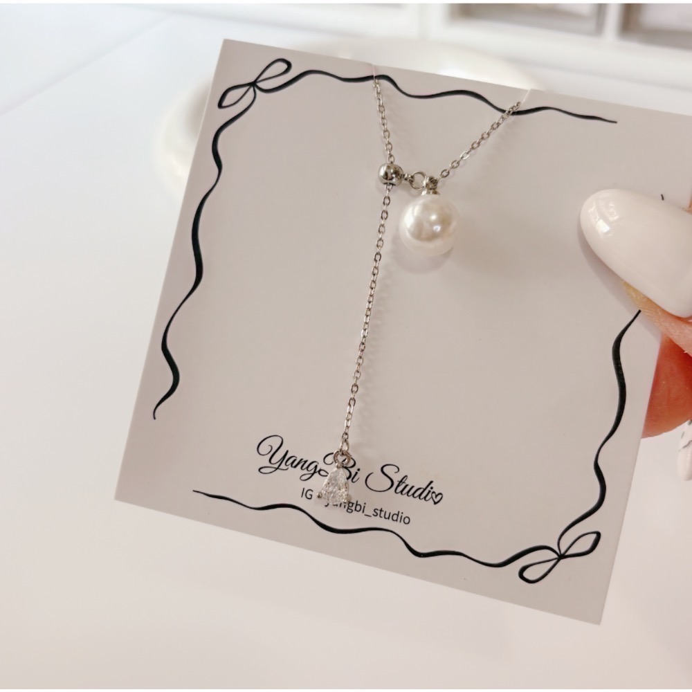 𝓨𝓪𝓷𝓰𝓑𝓲🕊️【多種戴法/鈦鋼鍊】【人魚之淚珍珠抽拉調節流蘇項鍊】 Y874-細節圖4