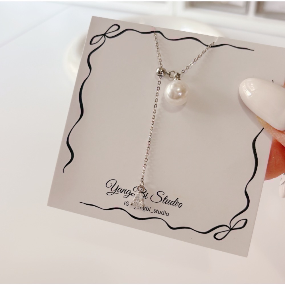 𝓨𝓪𝓷𝓰𝓑𝓲🕊️【多種戴法/鈦鋼鍊】【人魚之淚珍珠抽拉調節流蘇項鍊】 Y874-細節圖4