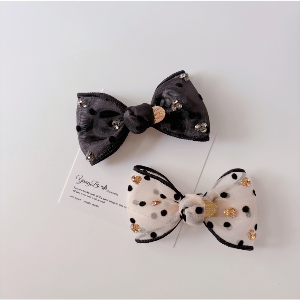 𝓨𝓪𝓷𝓰𝓑𝓲🕊️【實品質感更好】【韓國歐根紗波點蝴蝶結金牌髮夾】 V428-細節圖8