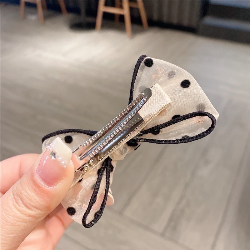 𝓨𝓪𝓷𝓰𝓑𝓲🕊️【實品質感更好】【韓國歐根紗波點蝴蝶結金牌髮夾】 V428-細節圖9